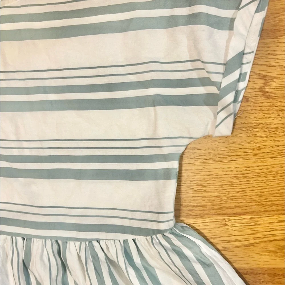 TCEC Striped Mini Dress Small Women's Short Sleeve Green Summer Sundress - Picture 3 of 9